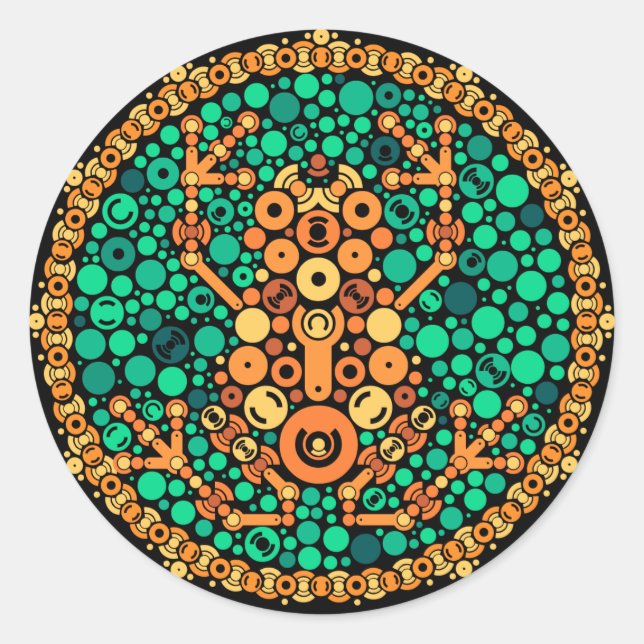 Wireless Frog, Colour Perception Test, Black Classic Round Sticker (Front)
