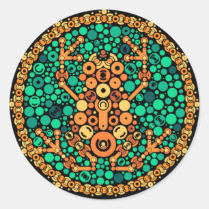 Wireless Frog, Colour Perception Test, Black Classic Round Sticker