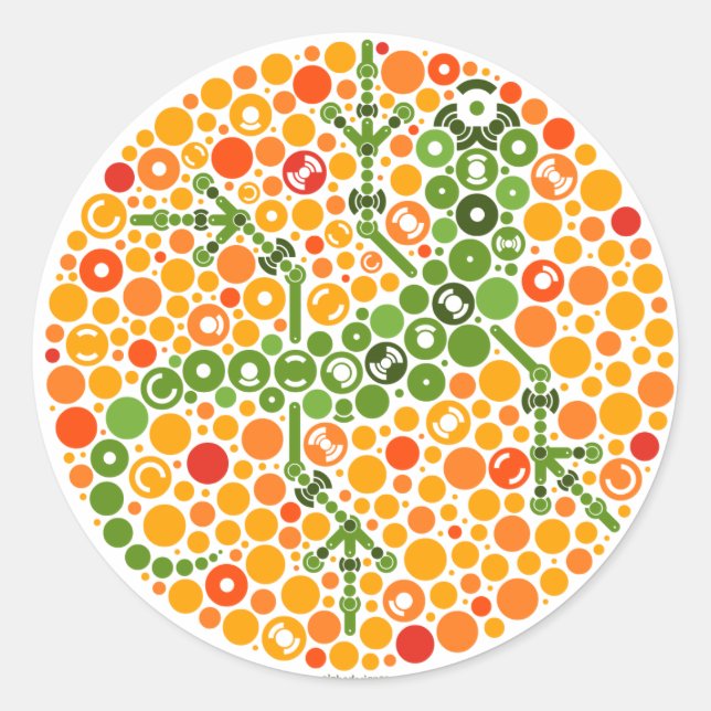 Wireless Gecko, Colour Perception Test Classic Round Sticker (Front)