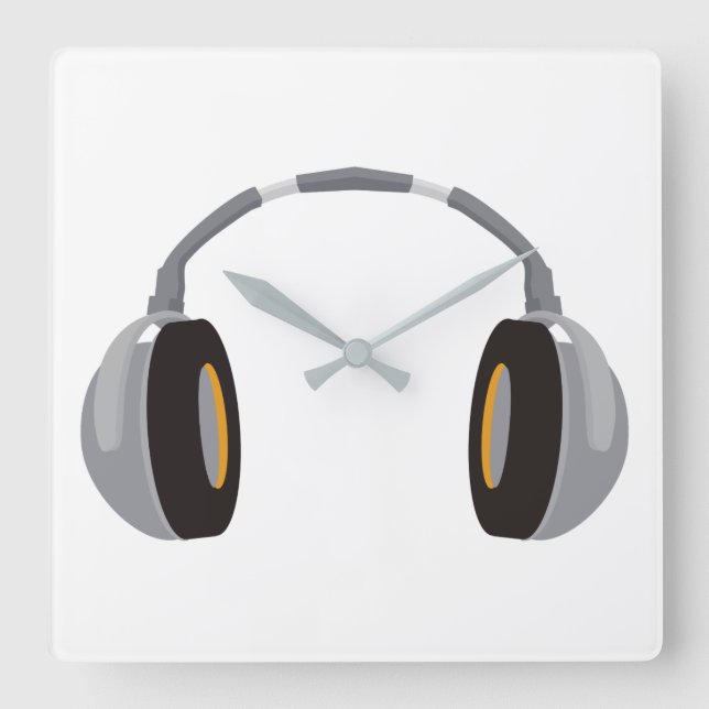 wireless headphone square wall clock (Front)