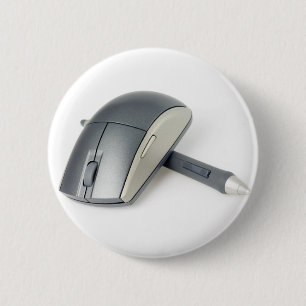Wireless mouse and digital pen 6 cm round badge