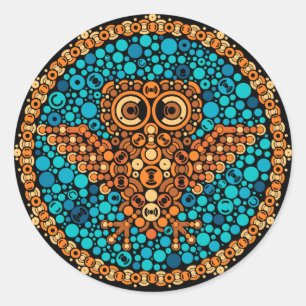 Wireless Owl, Colour Perception Test, Black Classic Round Sticker