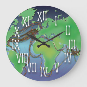 Wires of the World - Undersea Cables Large Clock