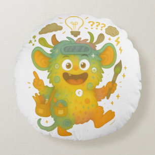 Wirrwuschel Kissen – Das große ADHS-Mischmonster v Round Cushion