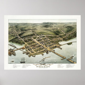 Wiscasset, Maine Bird's Eye View, 1878 Poster