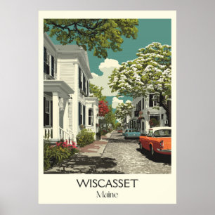 Wiscasset Maine Vintage Historic Street Art Poster