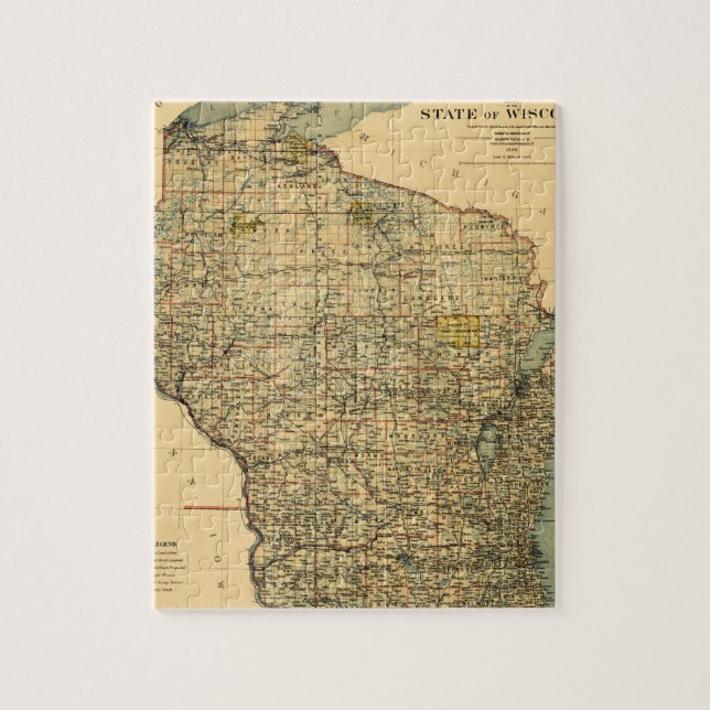 Wisconsin 1896 jigsaw puzzle (Vertical)