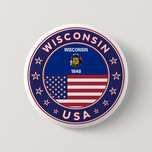 Wisconsin 6 Cm Round Badge (Front)