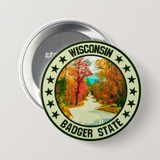 Wisconsin                                          7.5 cm round badge (Front & Back)