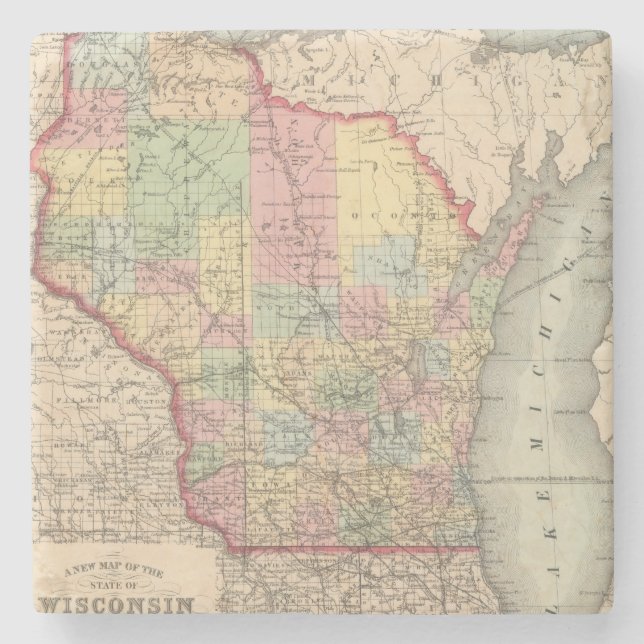 Wisconsin 7 stone coaster (Front)
