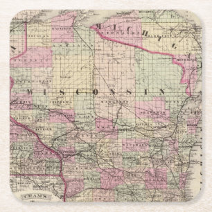 Wisconsin 9 square paper coaster