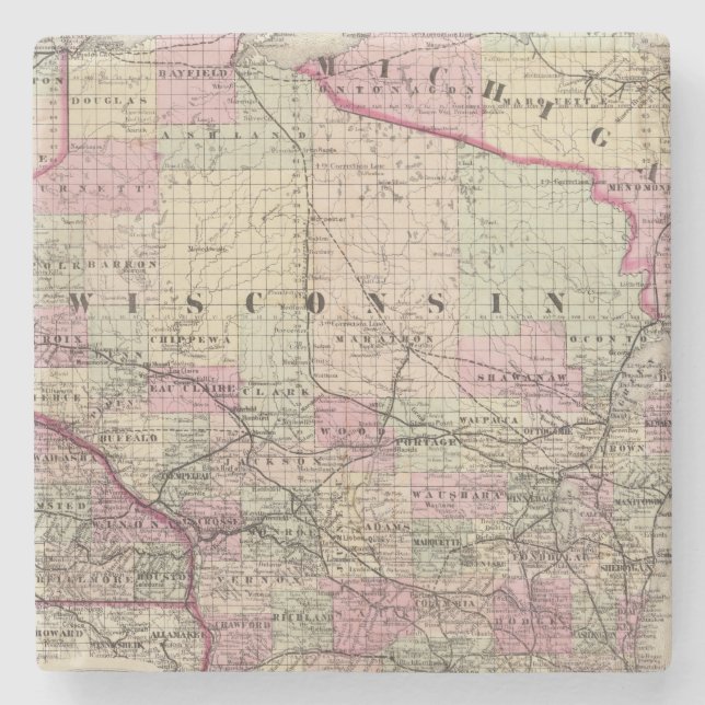 Wisconsin 9 stone coaster (Front)