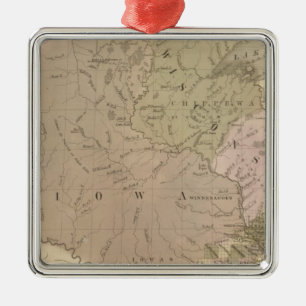 Wisconsin and Iowa Metal Tree Decoration