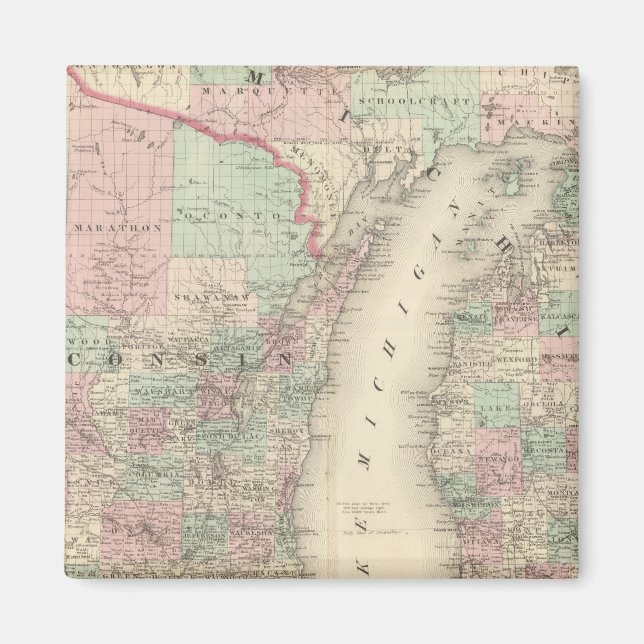 Wisconsin and Michigan Magnet (Front)