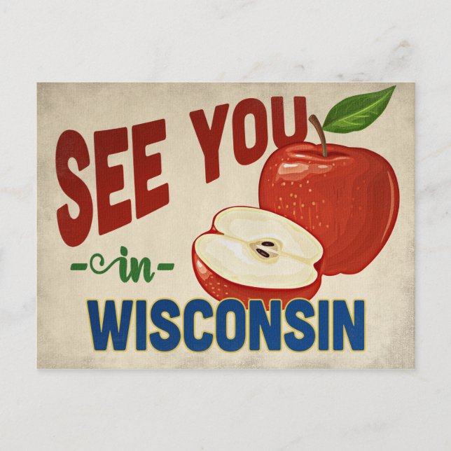Wisconsin Apple - Vintage Travel Postcard (Front)