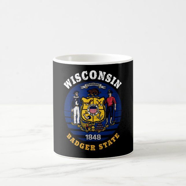 WISCONSIN BADGER STATE FLAG COFFEE MUG (Center)