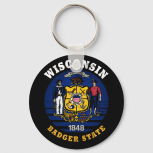 WISCONSIN BADGER STATE FLAG KEY RING