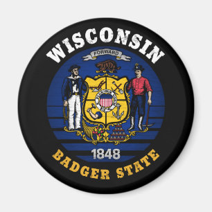 WISCONSIN BADGER STATE FLAG MAGNET