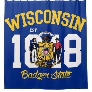 Wisconsin Badger State Flag Shower Curtain