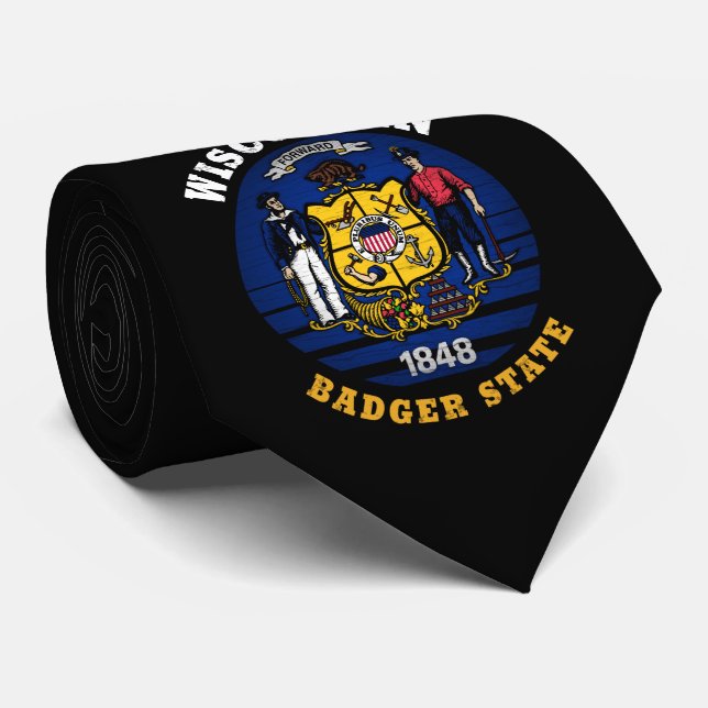 WISCONSIN BADGER STATE FLAG TIE (Rolled)