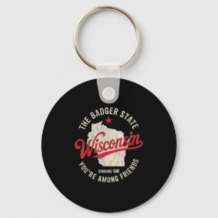 Wisconsin Badger State Retro Star Men Women Kids B Key Ring