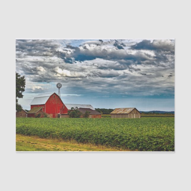 Wisconsin Barns Under a Stormy Sky Tissue Paper (Front)