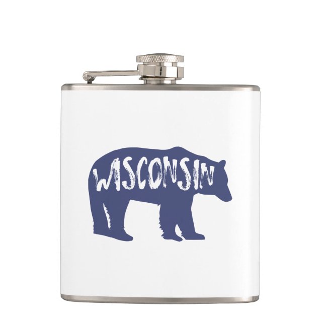 Wisconsin Bear Hip Flask (Front)