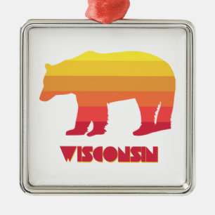 Wisconsin Bear Metal Tree Decoration