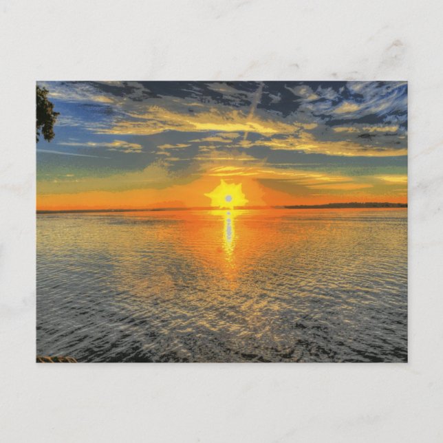 Wisconsin Beautiful Scenic Sunset Lake Postcard (Front)