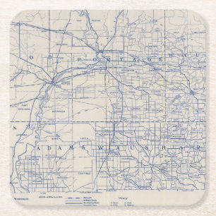 Wisconsin Bicycle Road Map 2 Square Paper Coaster