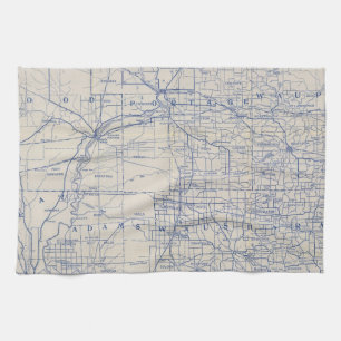 Wisconsin Bicycle Road Map 2 Tea Towel