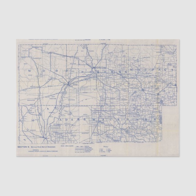 Wisconsin Bicycle Road Map 2 Tissue Paper (Front)