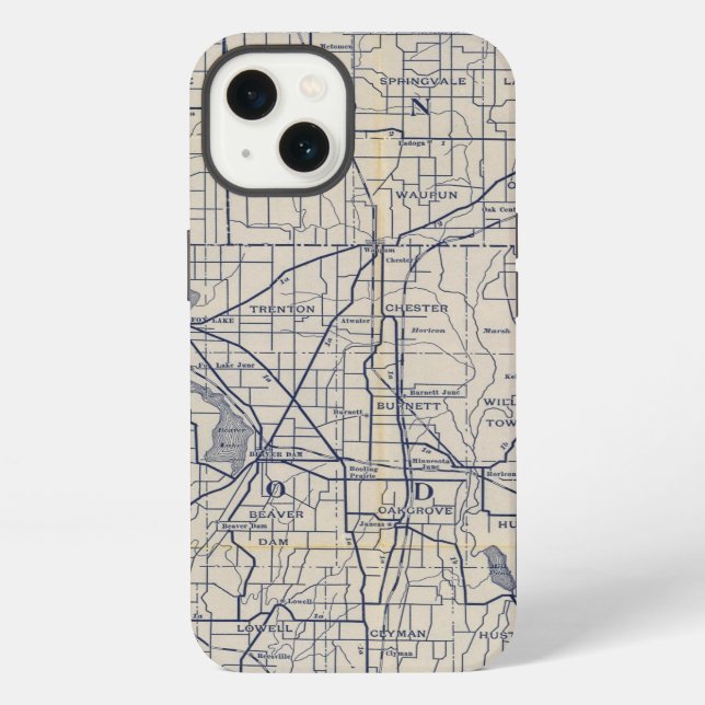 Wisconsin Bicycle Road Map 4 iPhone Case (Back)