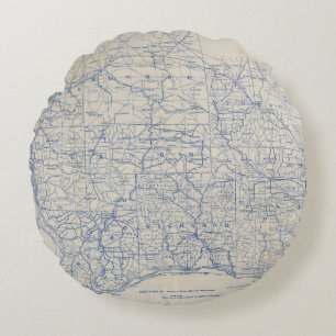 Wisconsin Bicycle Road Map Round Cushion