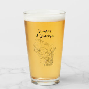 Wisconsin Brewery Themed Beer Glass