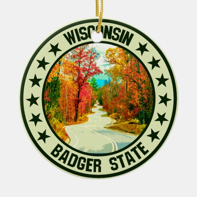 Wisconsin                                          ceramic tree decoration (Front)