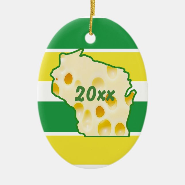 Wisconsin Cheese Head Christmas Ceramic Tree Decoration (Front)