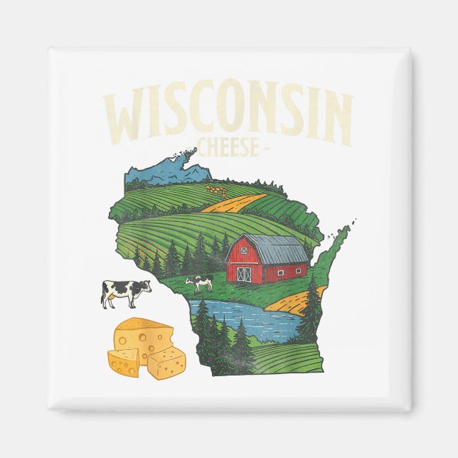 Wisconsin Cheese State Pride Farm Dairy Lover Gift Magnet (Front)