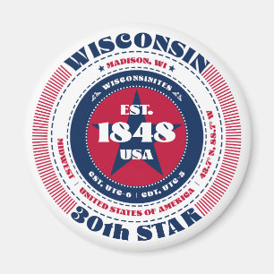 Wisconsin Circle Typography Souvenir Magnet