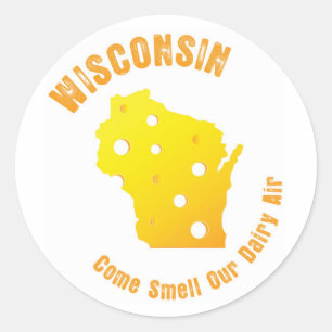 Wisconsin Come Smell Our Dairy Air Classic Round Sticker