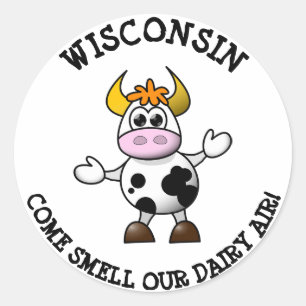 Wisconsin Come Smell our Dairy Air Funny Stickers