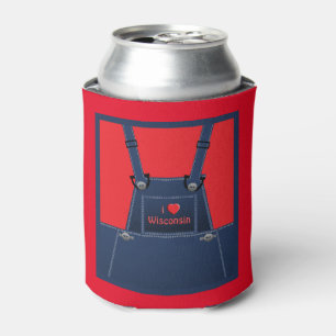 Wisconsin Country Overalls Heart Can Cooler