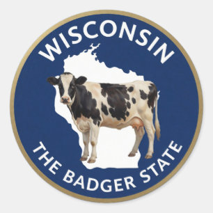 Wisconsin Dairy Cow Emblem 🐄 Classic Round Sticker