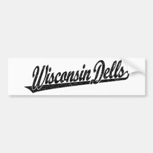 Wisconsin Dells script logo in black distressed Bumper Sticker