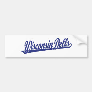 Wisconsin Dells script logo in blue Bumper Sticker
