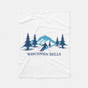 Wisconsin Dells Ski Resort Skiing Skier Fleece Blanket
