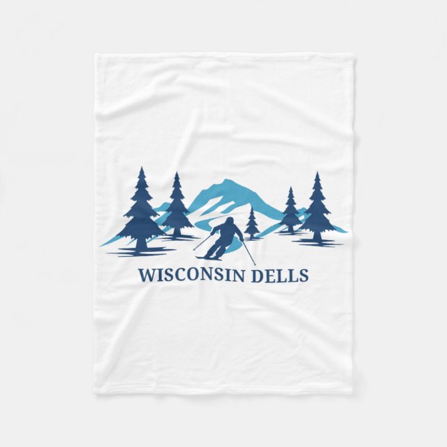 Wisconsin Dells Ski Resort Skiing Skier  Fleece Blanket (Front)
