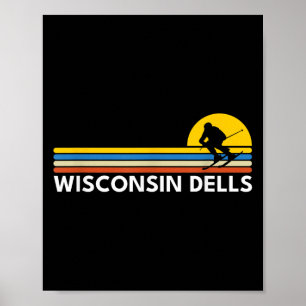 Wisconsin Dells Vintage Retro Souvenirs Skiing Poster