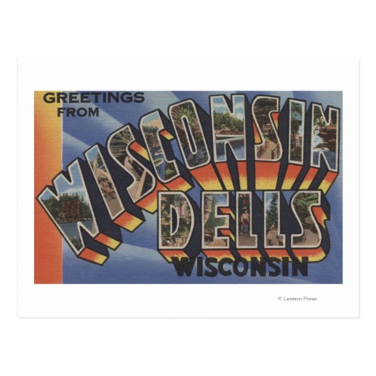 Wisconsin Dells, Wisconsin - Large Letter Scenes Postcard