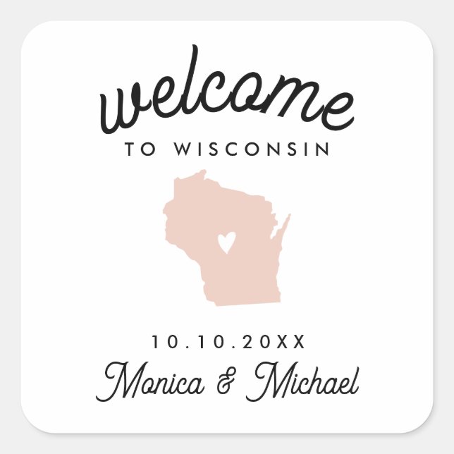 WISCONSIN Destination Wedding ANY COLOR  Square Sticker (Front)